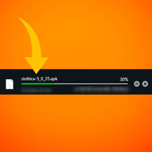 Espera a que se descargue el archivo APK de Slottica